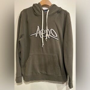 VTG Y2K Aeropostale Green Gray Pullover Hoodie Mens Medium Punk Skate Grunge